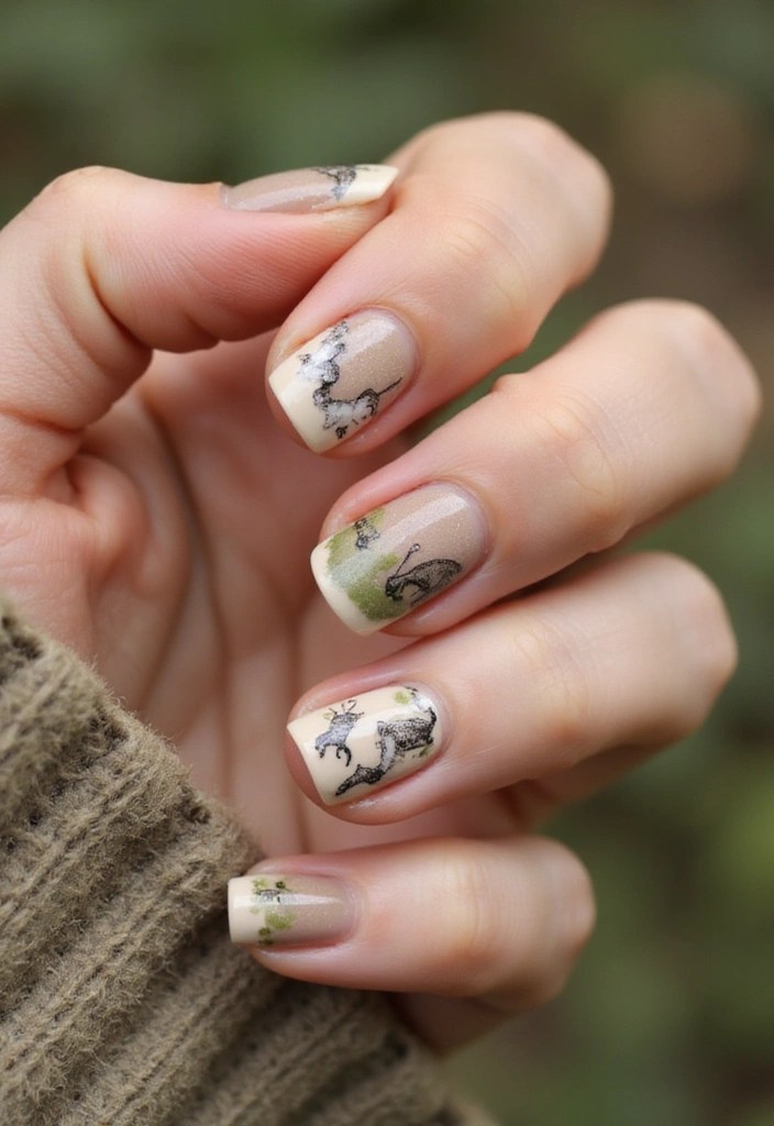 Unlock Your Wild Side with These 12 Stunning Safari Nail Designs! - 11. Earthy Tones with Animal Accents
