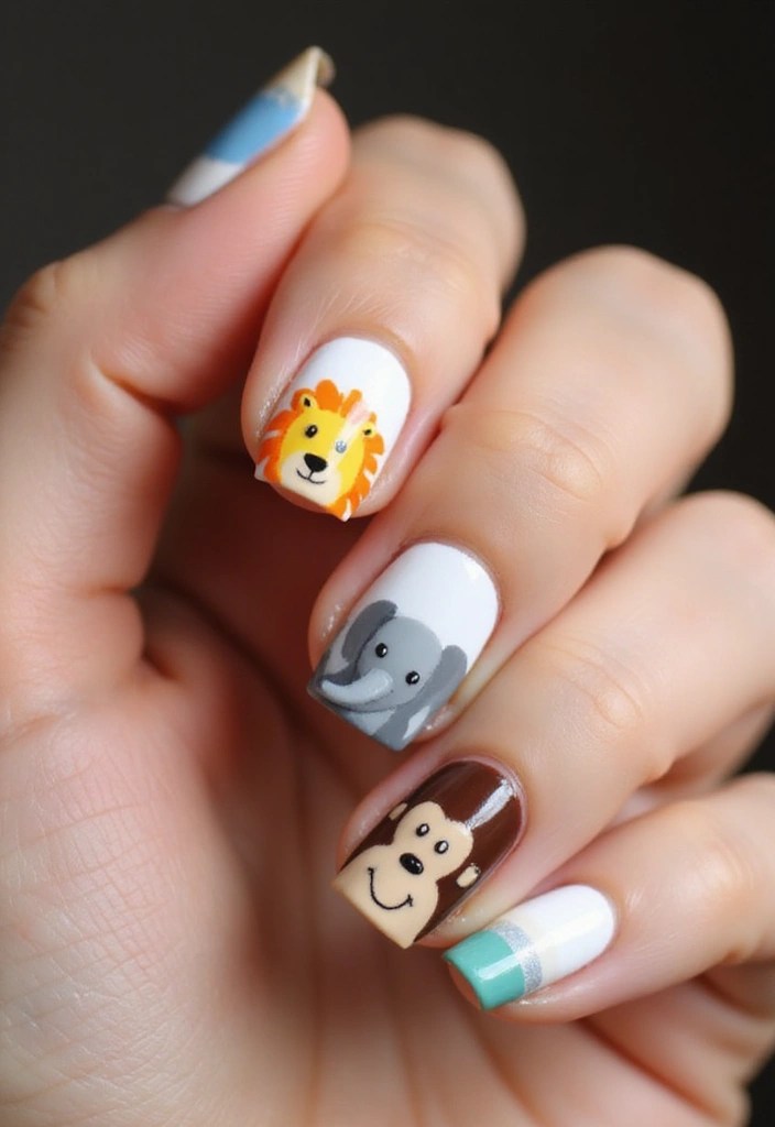 Unlock Your Wild Side with These 12 Stunning Safari Nail Designs! - 4. Wild Animal Faces