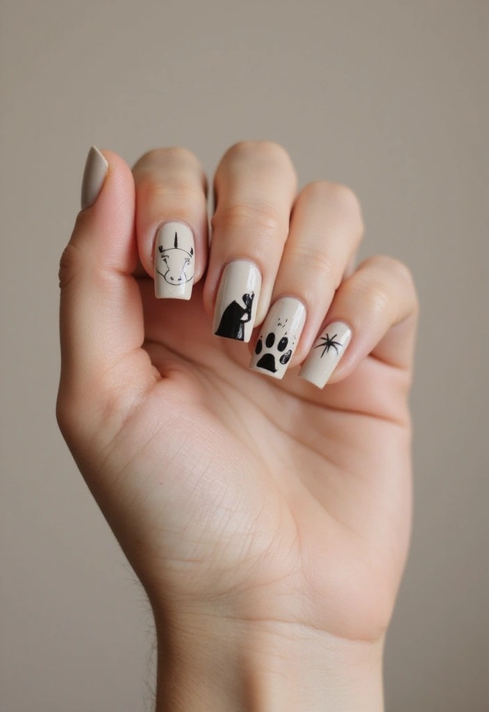 Unlock Your Wild Side with These 12 Stunning Safari Nail Designs! - 8. Minimalist Safari Symbols