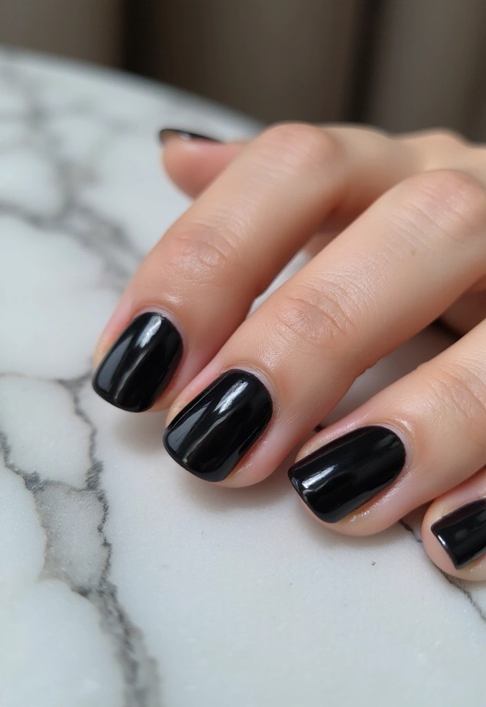 10 Black Nail Designs That Are Bold, Minimalist & Trending Everywhere - 1. Classic Black Glossy