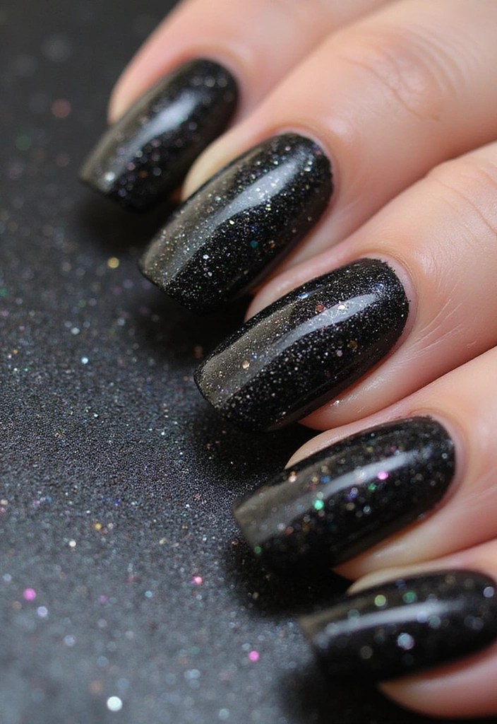 10 Black Nail Designs That Are Bold, Minimalist & Trending Everywhere - 8. Black Glitter Nails