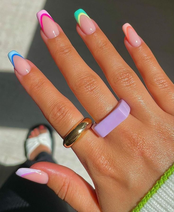 10 Coffin Summer Nails That Are Bold, Bright & Seriously Hot Right Now - 3. Neon French Tips