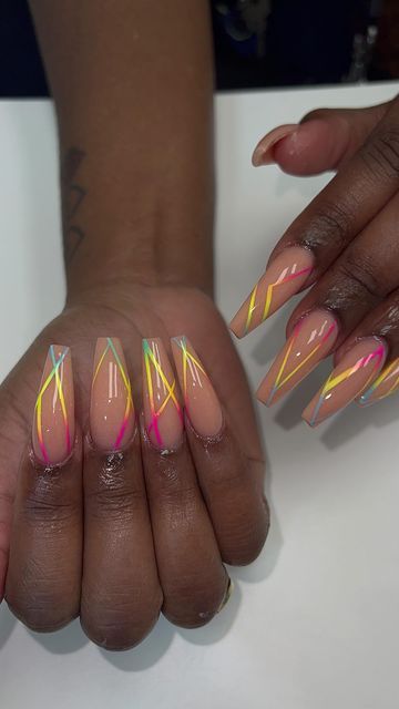 10 Coffin Summer Nails That Are Bold, Bright & Seriously Hot Right Now - 4. Funky Geometric Patterns