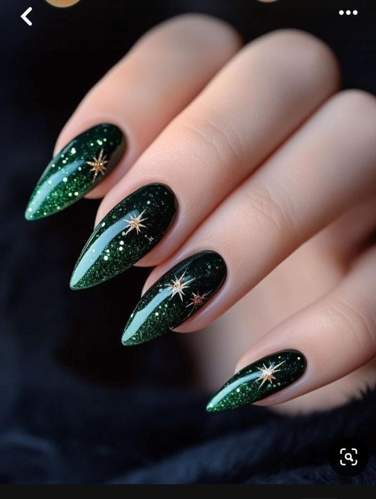 10 Enchanted Nails That Feel Magical, Sparkly & Fairy Tale-Ready - Starry Night Glitter