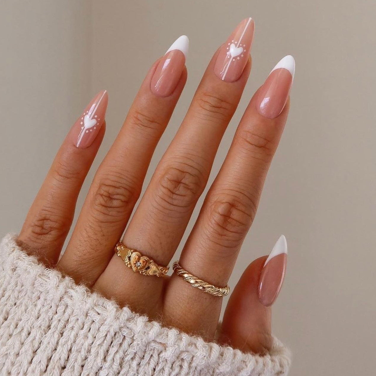10 French Nails Almond Shape Looks That Are Classy, Chic & Very Now - 6. Heart Accents
