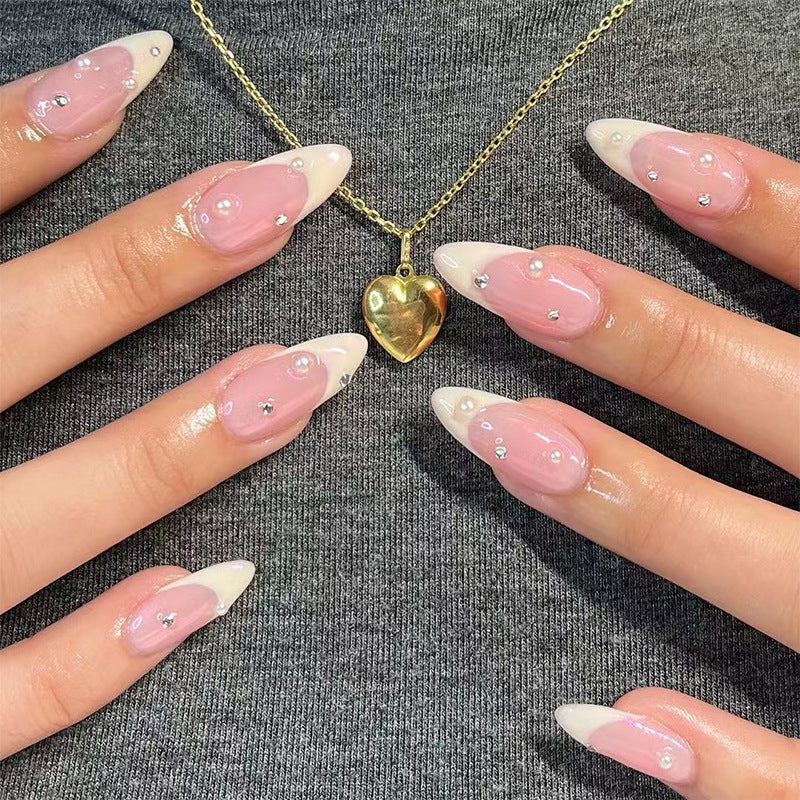 10 French Nails Almond Shape Looks That Are Classy, Chic & Very Now - 7. Jewel-Studded French