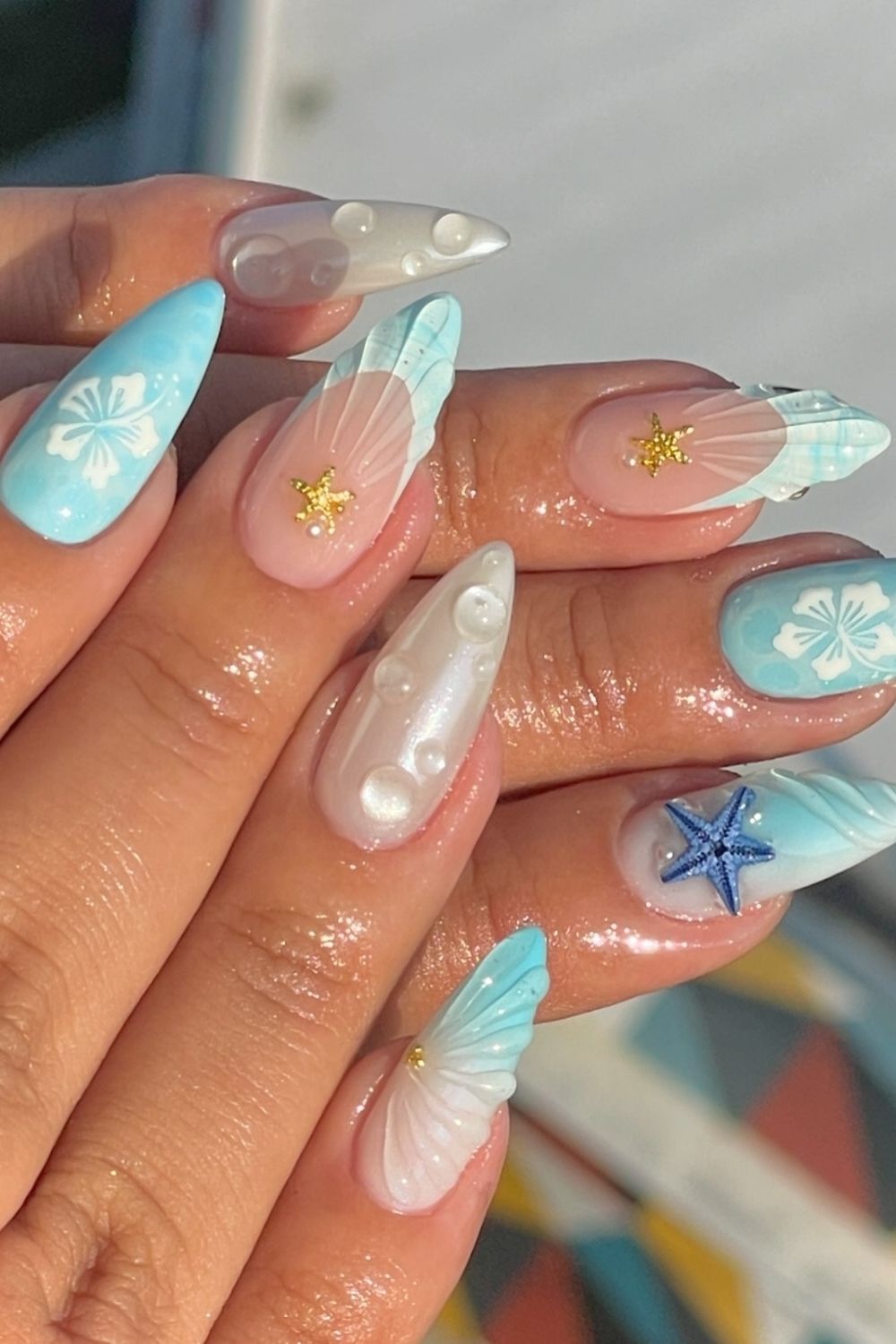 10 Soft Girl Almond Nails to Try This July 🌸 | Pretty & Feminine Summer Designs - 4. Ocean Inspired