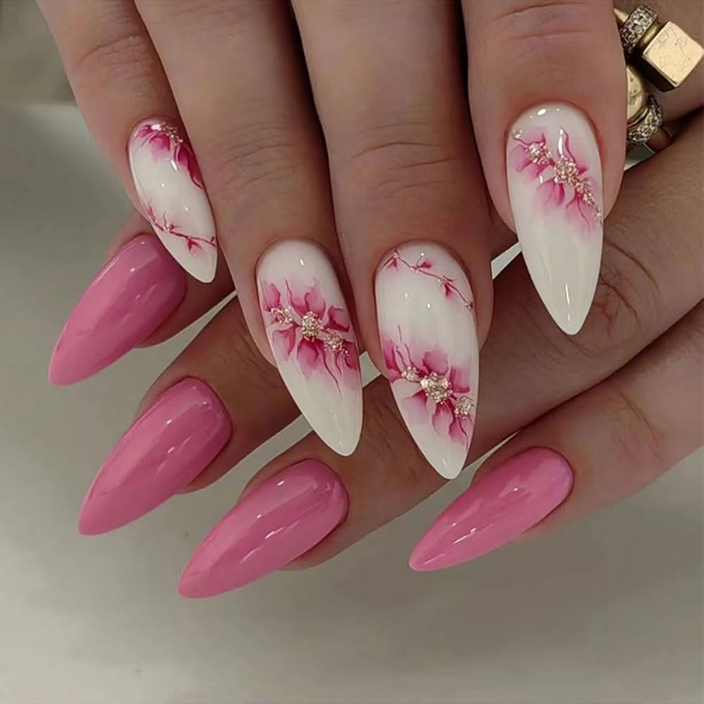 10 Soft Girl Almond Nails to Try This July 🌸 | Pretty & Feminine Summer Designs - 7. Floral Ombre