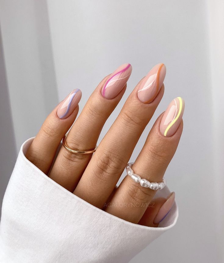 10 Soft Girl Nail Ideas That Are Pinterest-Perfect - Pastel Linear Art