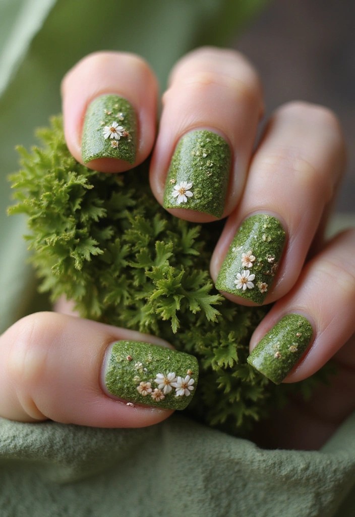 10 Stunning Botanical Nail Art Ideas to Transition from Late Summer to Fall (You Won't Believe #5!) - 10. Textured Moss