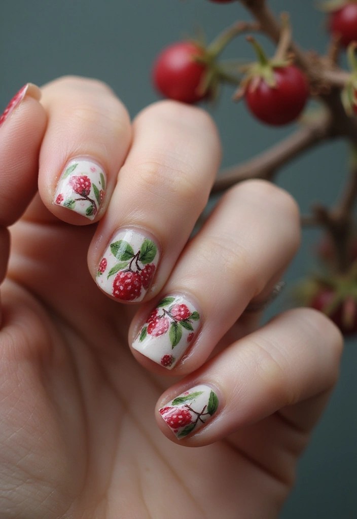 10 Stunning Botanical Nail Art Ideas to Transition from Late Summer to Fall (You Won't Believe #5!) - 8. Berry-Inspired Charm