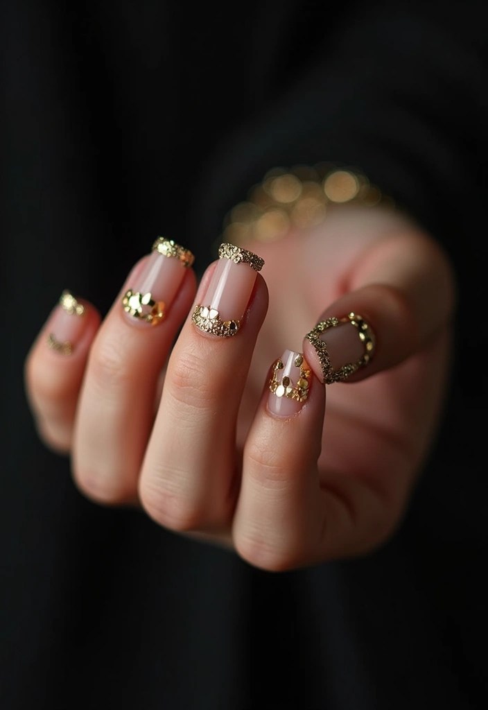 10 Stunning Gold Nail Art Ideas That Are Glowy, Classy & Pinterest-Famous! - 10. Gold-Studded Tips
