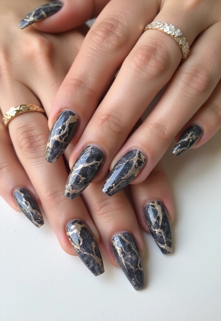 10 Stunning Gold Nail Art Ideas That Are Glowy, Classy & Pinterest-Famous! - 7. Gold and Marble Swirl