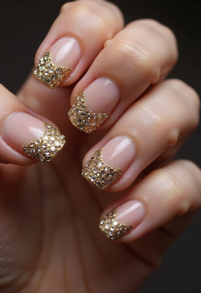 10 Stunning Gold Nail Art Ideas That Are Glowy, Classy & Pinterest-Famous! - 8. Gold Rhinestone Accents