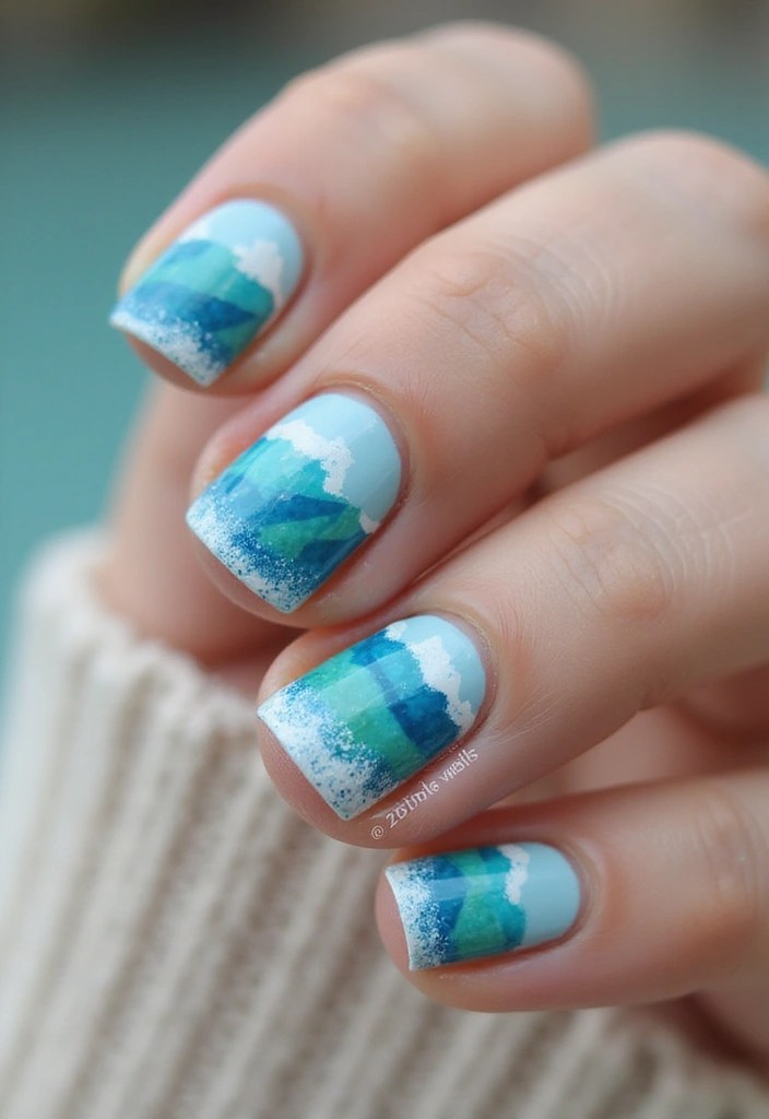 10 Summer Indie Nail Ideas for a Fun & Beachy Mani That Will Make Waves! - 1. Ocean Waves & Seafoam