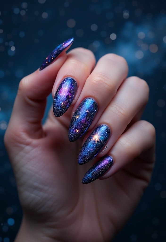 10 Summer Indie Nail Ideas for a Fun & Beachy Mani That Will Make Waves! - 10. Dreamy Galaxy Nails