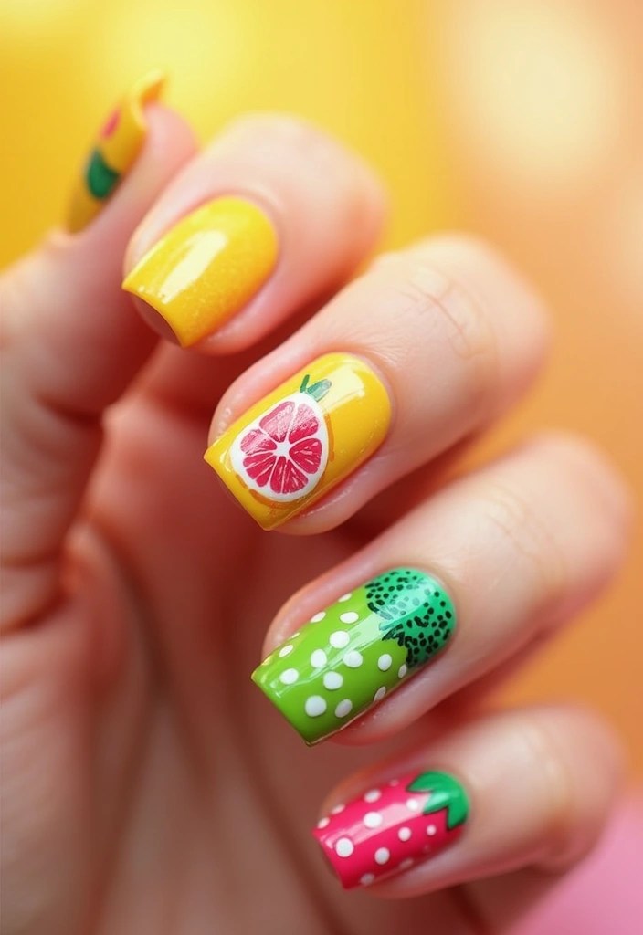 10 Summer Indie Nail Ideas for a Fun & Beachy Mani That Will Make Waves! - 3. Tropical Fruit Fiesta