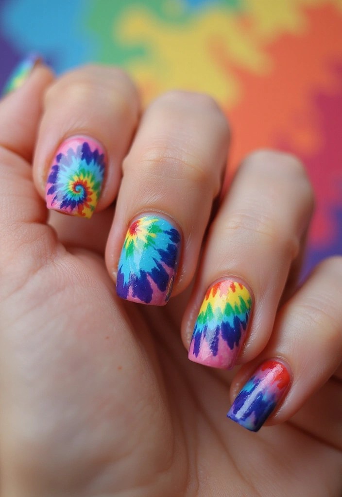 10 Summer Indie Nail Ideas for a Fun & Beachy Mani That Will Make Waves! - 7. Tie-Dye Mania