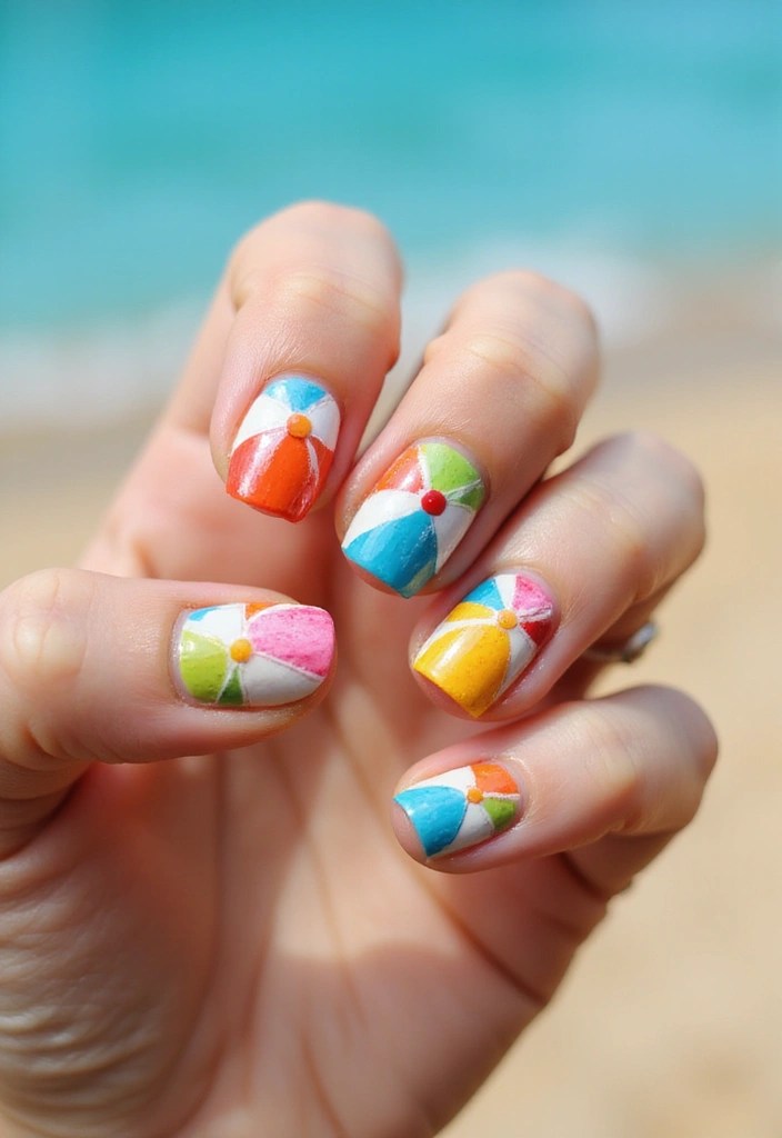 10 Summer Indie Nail Ideas for a Fun & Beachy Mani That Will Make Waves! - 8. Beach Ball Patterns
