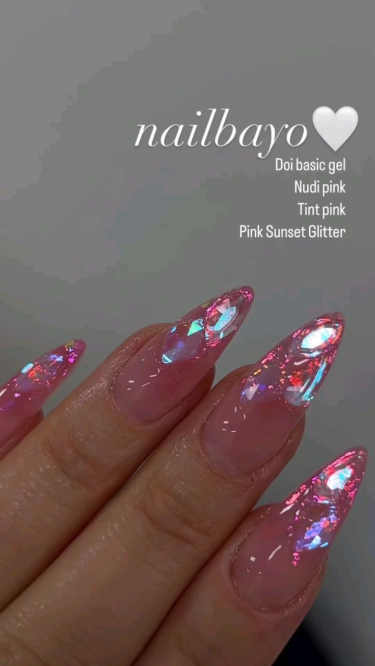 10 Sweet & Sparkly Pink Nails That Are Total Eye Candy - You’ll Adore #4! - 5. Gemstone Inspiration
