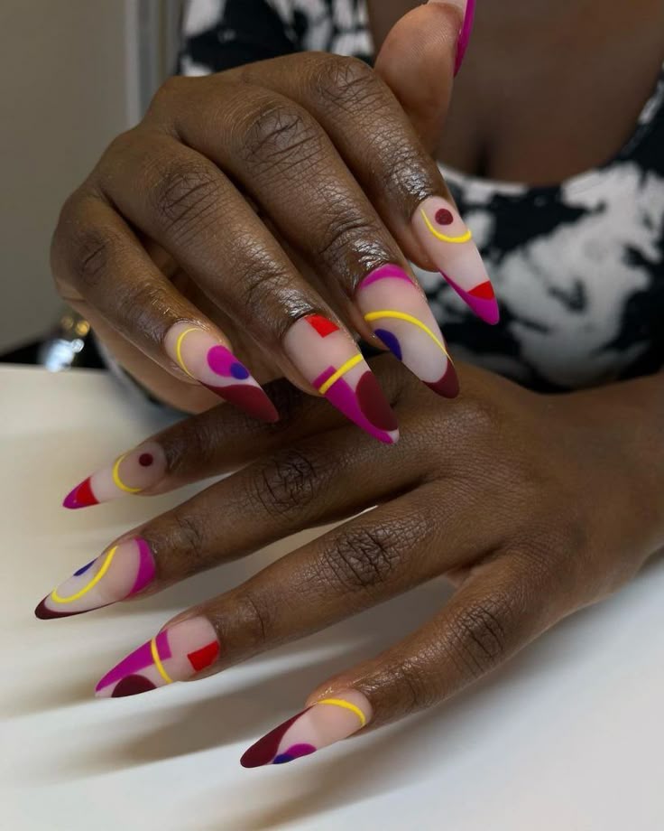 11 Abstract Nail Art Designs That Are Artsy, Bold & DIY-Friendly - Colorful Geometric Shapes