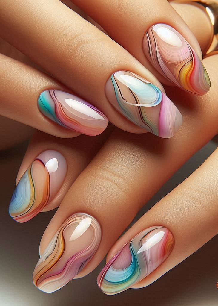 11 Abstract Nail Art Designs That Are Artsy, Bold & DIY-Friendly - Swirly Color Explosion