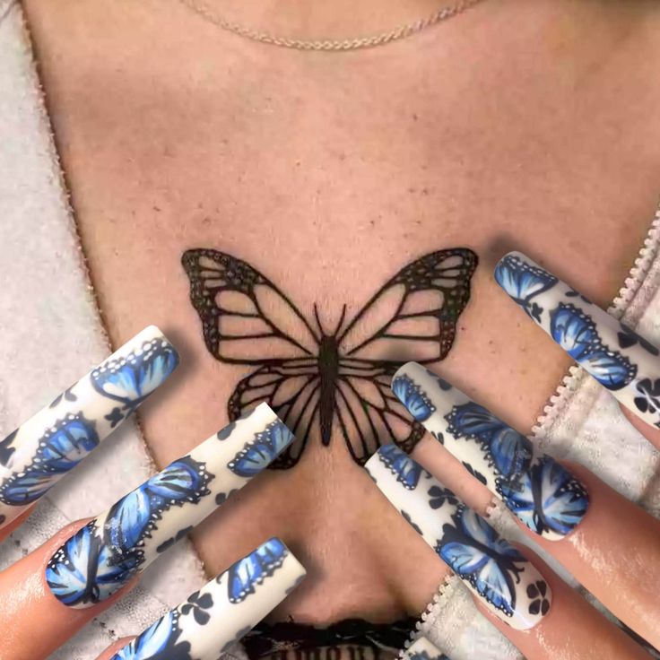 11 Blue Butterfly Nail Ideas That Are Delicate, Dreamy & Trending on Pinterest - 3D Butterfly Glam