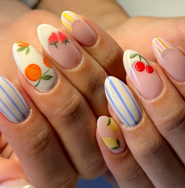 11 Bright & Trendy Summer Nail Inspo Ideas You Can't Miss This Season! - 2. Fruity Delight