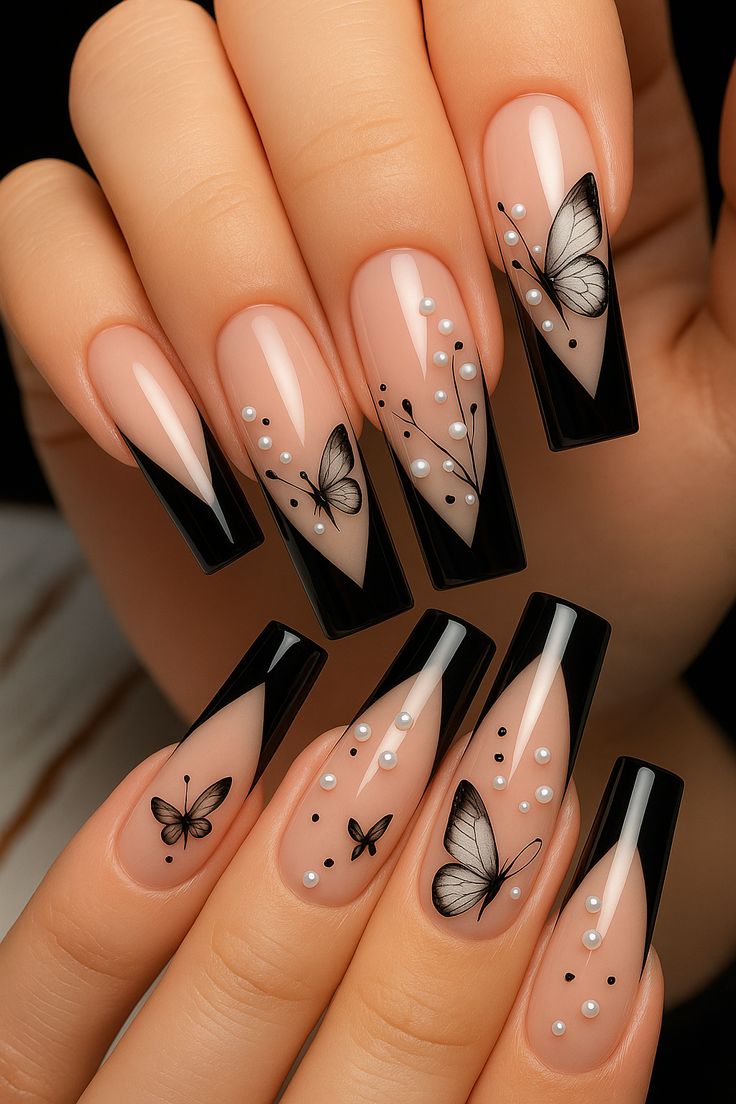 11 Chic Black Nail Designs That Aren’t Basic - Butterfly Bliss