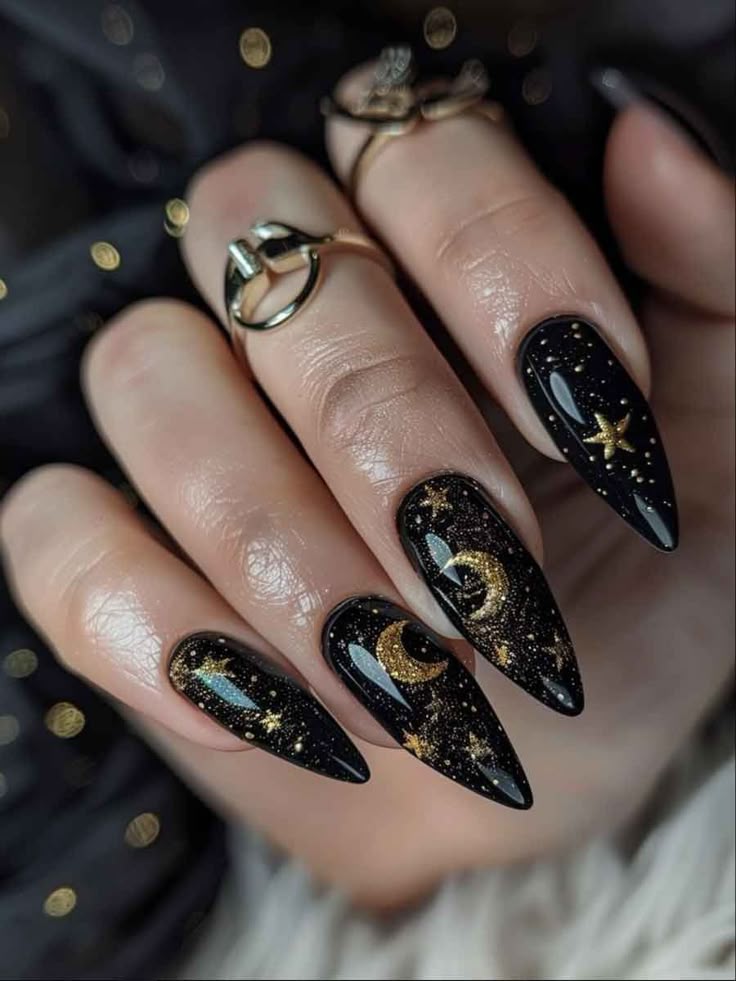 11 Chic Black Nail Designs That Aren’t Basic - Celestial Dreams