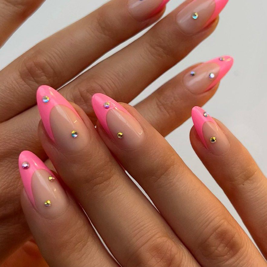 11 Pink Oval Nails That Are Soft, Chic & Totally Aesthetic - Funky French Tip