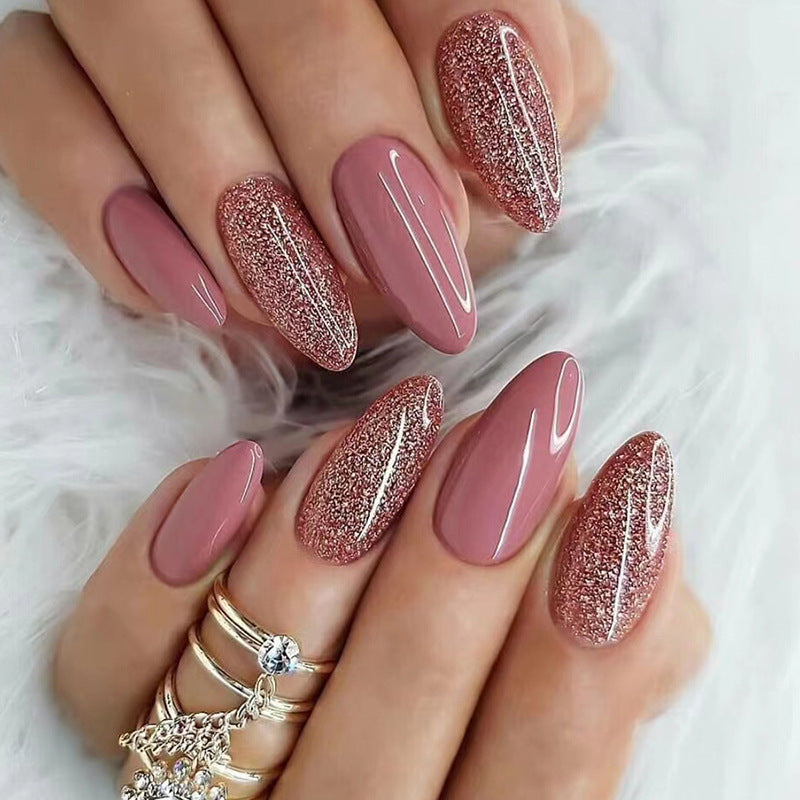 11 Pink Oval Nails That Are Soft, Chic & Totally Aesthetic - Rose Gold Glam