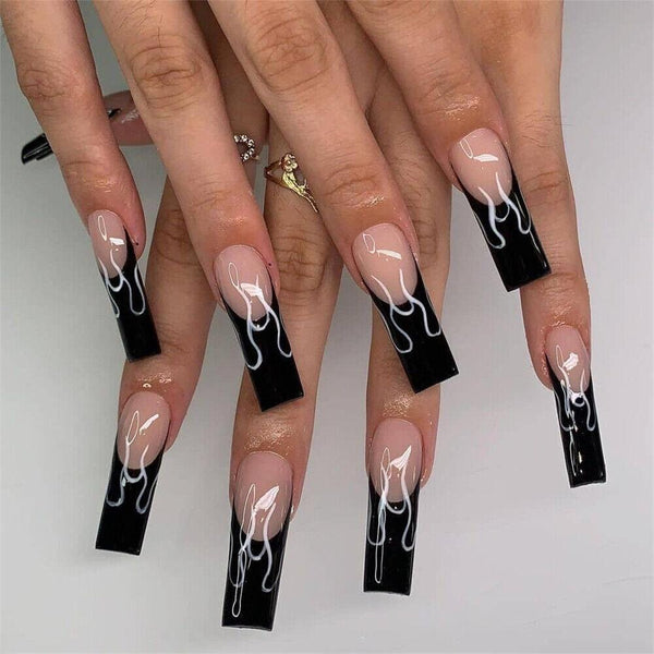 11 Simple Edgy Nails That Will Make You Stand Out (You Won't Believe #5!) - 2. Black Flame Elegance