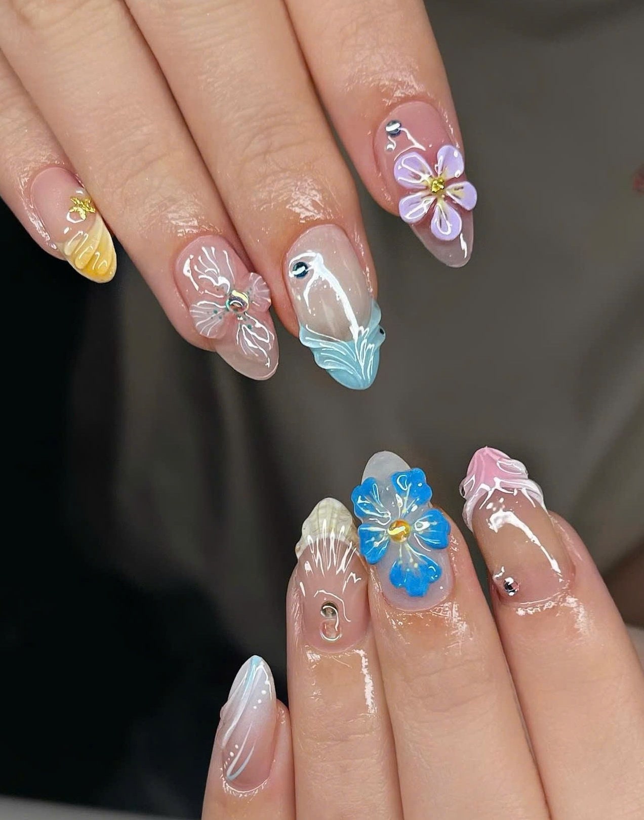 12 Tropical Jelly Nail Designs That Scream Summer Vibes - 2. Ocean Wave Wonders