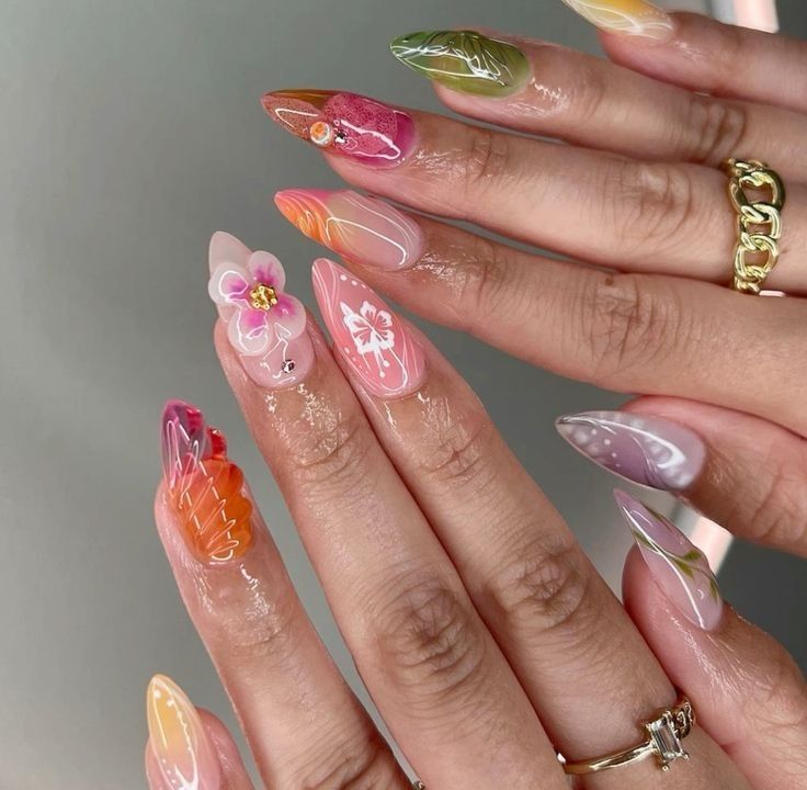 12 Tropical Jelly Nail Designs That Scream Summer Vibes - 8. Playful Patterns