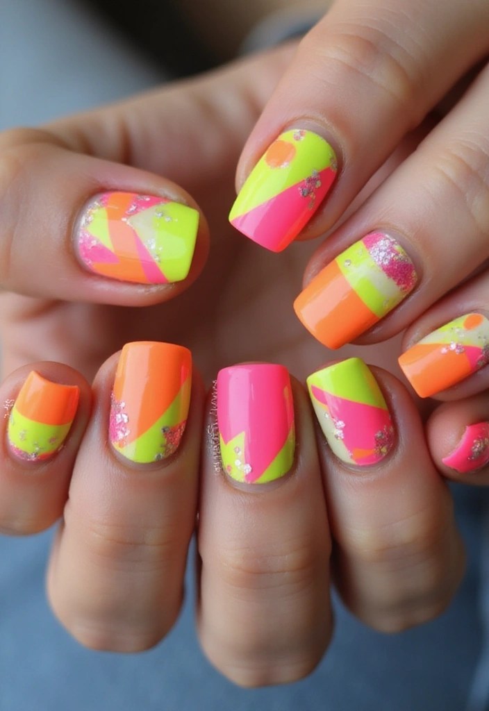12 Vibrant Summer Nails Aesthetic Looks That Will Brighten Your Day (You’ll Love #6!) - 10. Bold Neon Accents