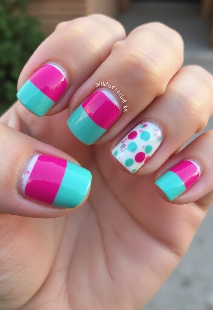 12 Vibrant Summer Nails Aesthetic Looks That Will Brighten Your Day (You’ll Love #6!) - 5. Bold Stripes and Dots