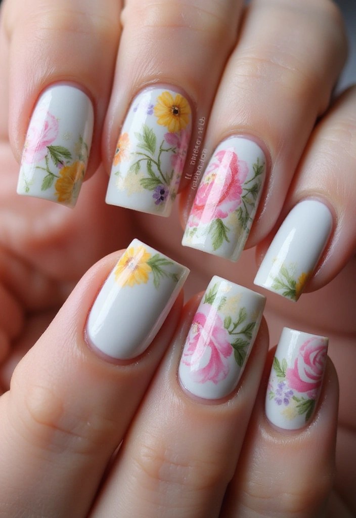 12 Vibrant Summer Nails Aesthetic Looks That Will Brighten Your Day (You’ll Love #6!) - 6. Floral Fiesta