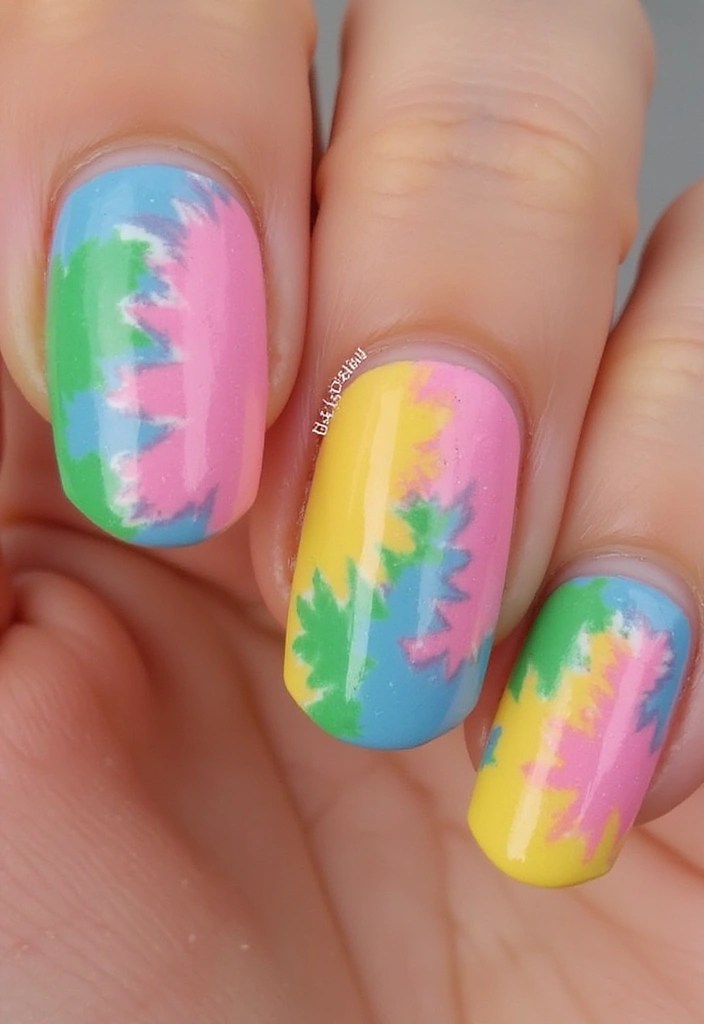 12 Vibrant Summer Nails Aesthetic Looks That Will Brighten Your Day (You’ll Love #6!) - 7. Tie-Dye Delight