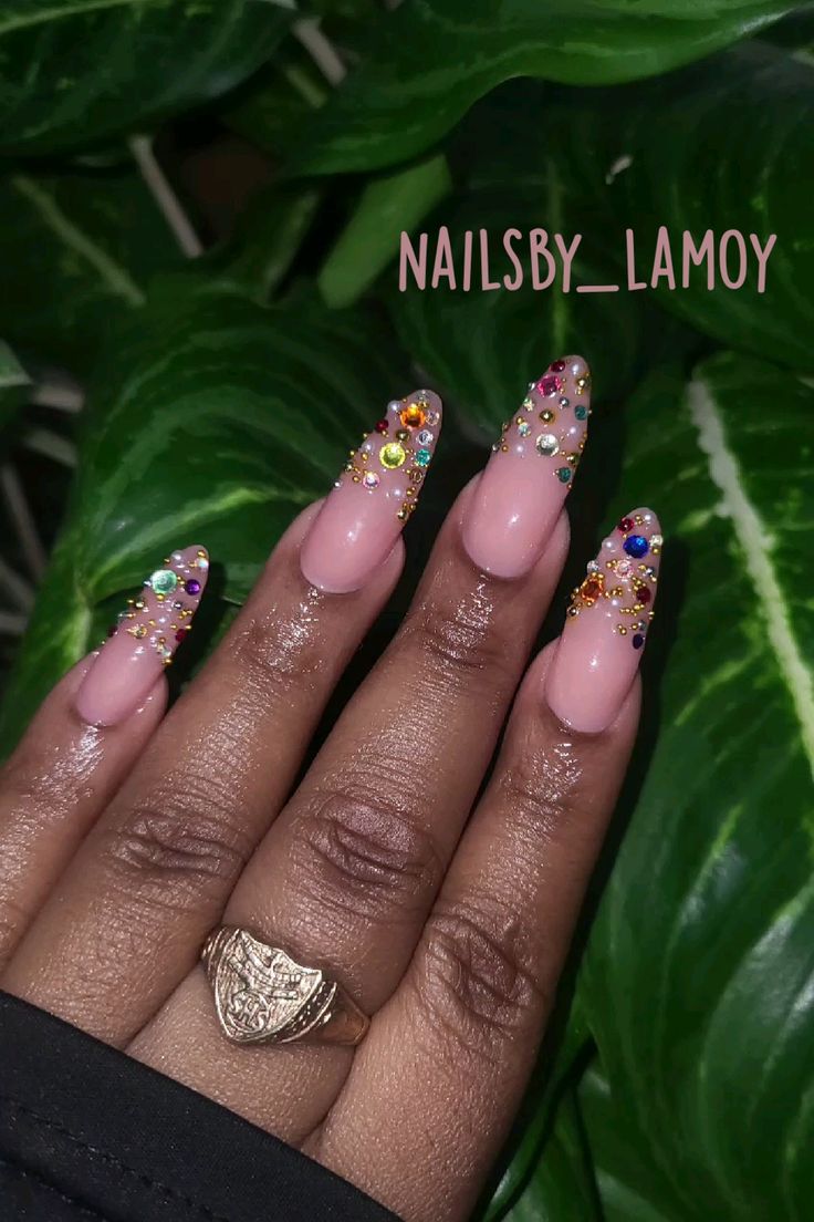 13 Almond Nails with Gems That Look Like Luxury on Your Fingertips - 6. Whimsical Butterflies