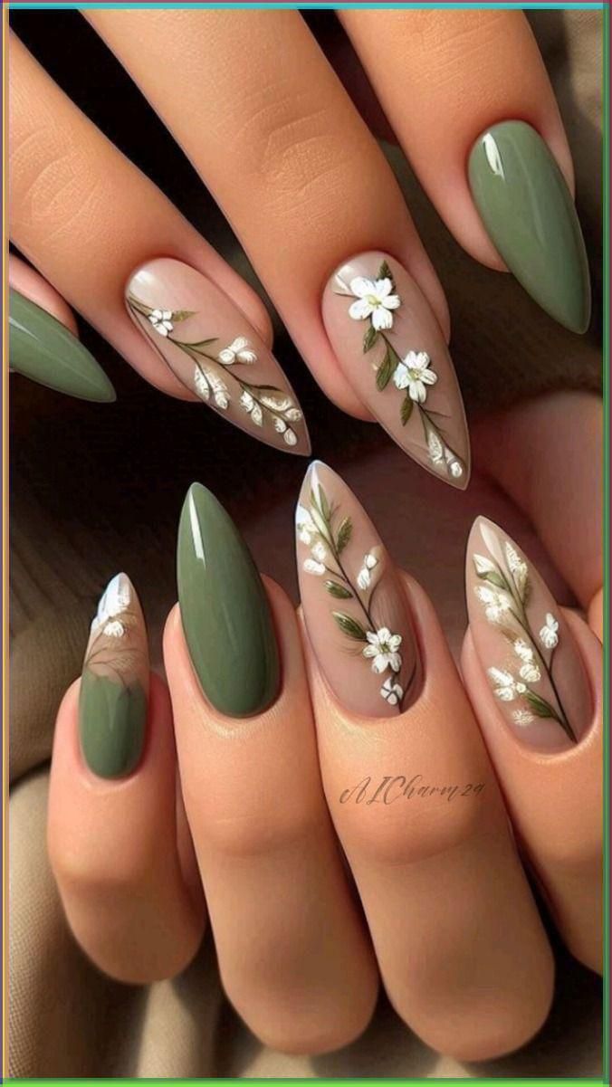 14 Sage Green Nail Ideas That Are Calm, Chic & Pinterest-Approved - Floral Elegance