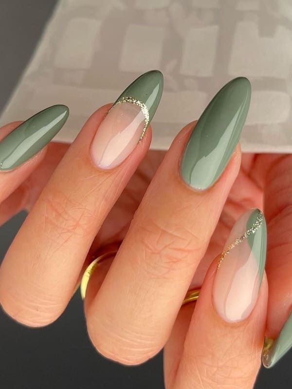 14 Sage Green Nail Ideas That Are Calm, Chic & Pinterest-Approved - Sage with Negative Space