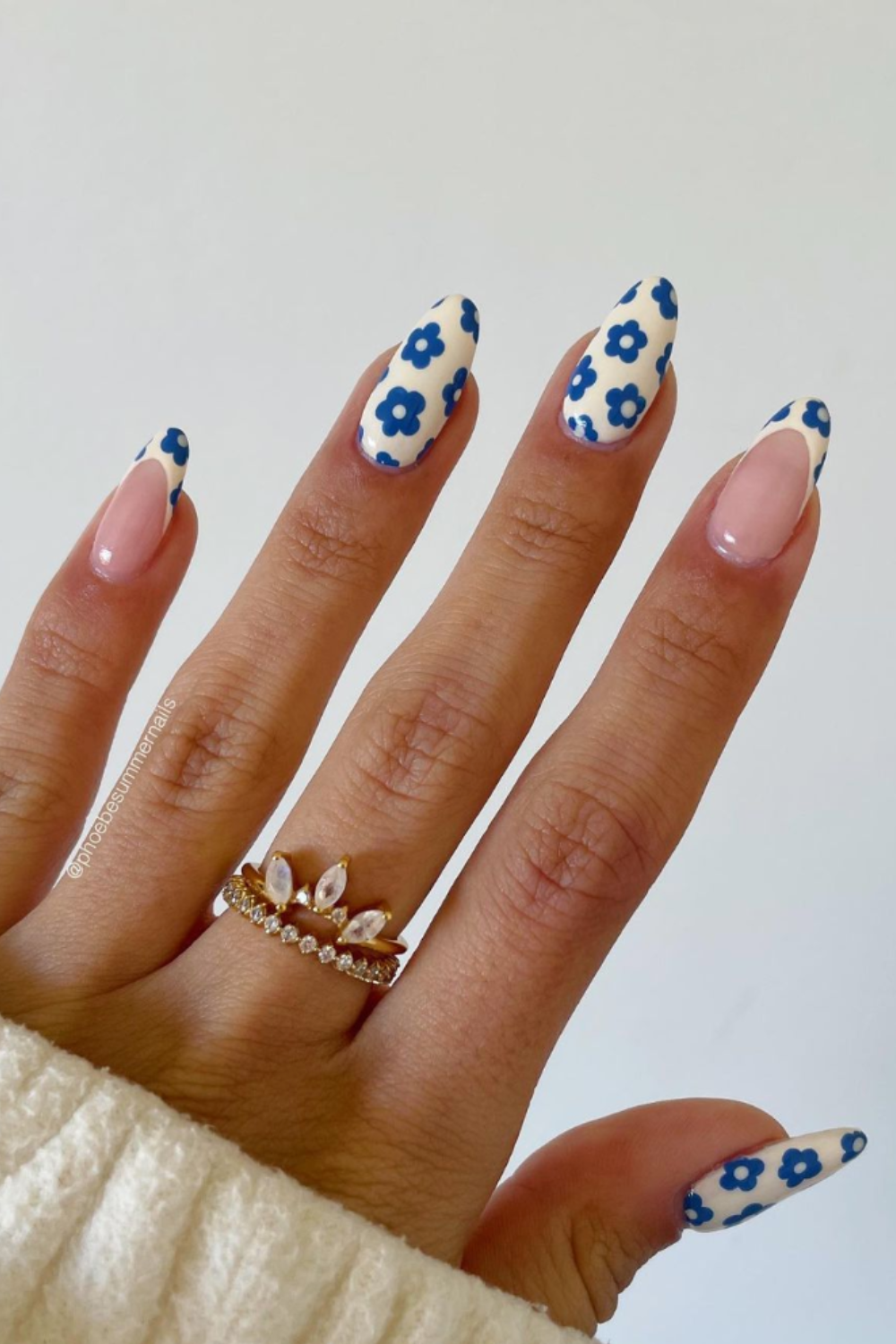 15 Summer Nails Aesthetic Ideas That Are Effortless, Colorful & Totally Insta-Worthy - Blue Floral Delight