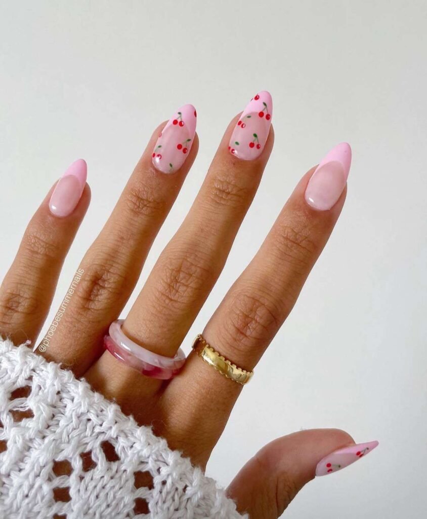 15 Summer Nails Aesthetic Ideas That Are Effortless, Colorful & Totally Insta-Worthy - Cherry Blossom Delight