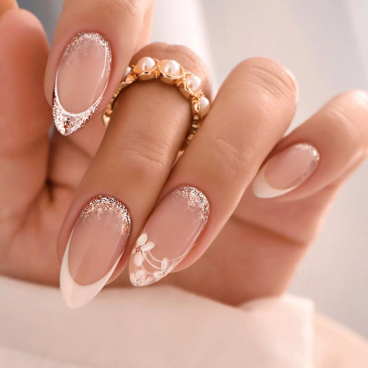 16 Pretty Almond Nail Designs That Are Feminine, Chic & Trending Now! - Feminine Floral Details