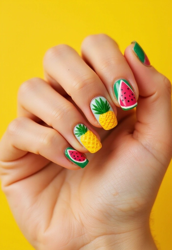 4 Quirky Nail Ideas That Will Make You Smile! - 3. Funky Fruit Explosion