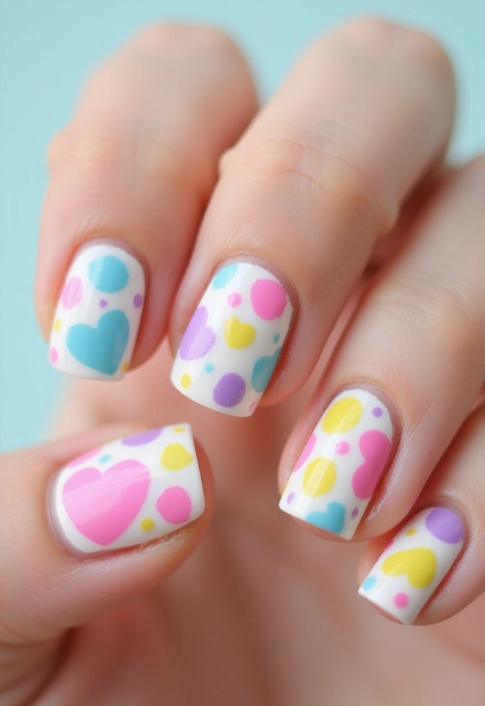 5 Rainbow Nail Art Ideas That Will Brighten Your Day! - 3. Rainbow Dots and Hearts