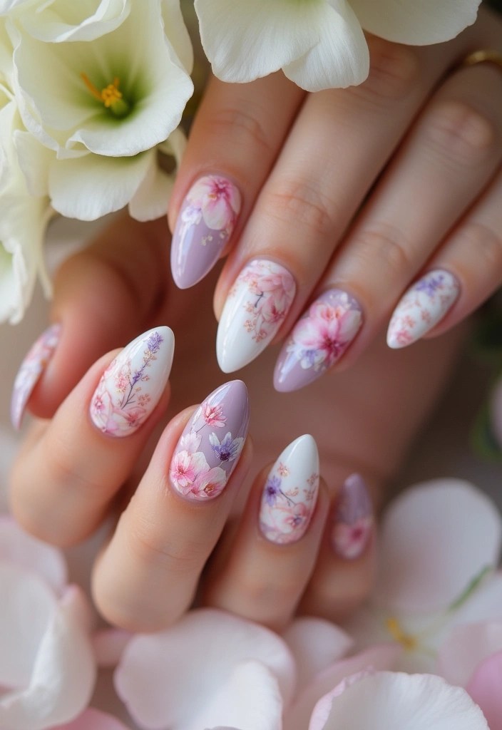5 Stunning Summer Wedding Nail Designs for Almond & BIAB Lovers 💍 - 1. Floral Elegance