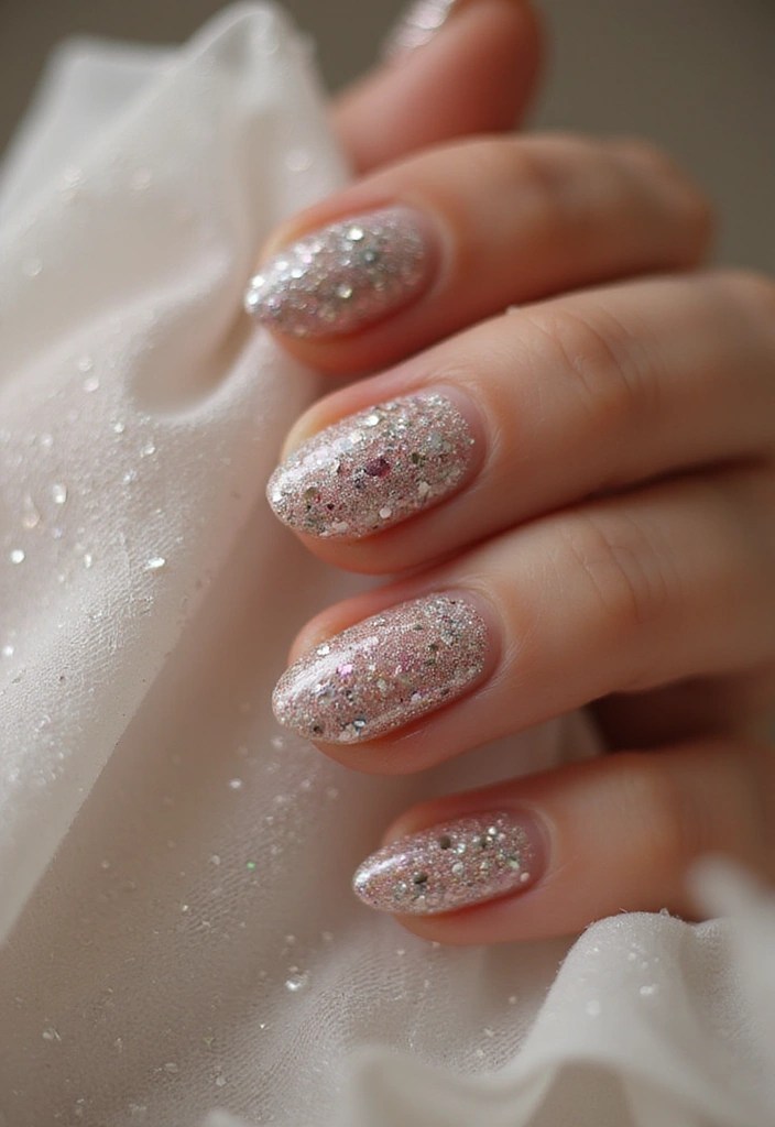 5 Stunning Summer Wedding Nail Designs for Almond & BIAB Lovers 💍 - 4. Sparkly Glam