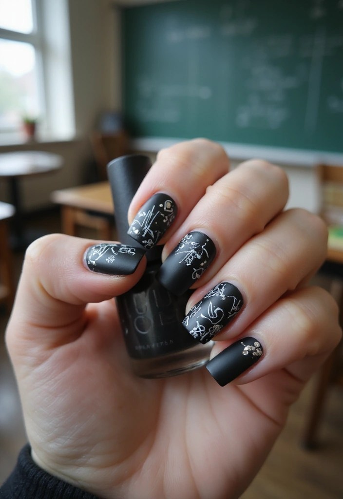 6 Back-to-School Nail Looks for Late August 🎓💅 - 1. Chalkboard Chic